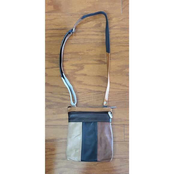 MCM 70s Leather Messenger UNISEX Crossbody 5 Pockets Multi-Color BOHO Style - Picture 4 of 16